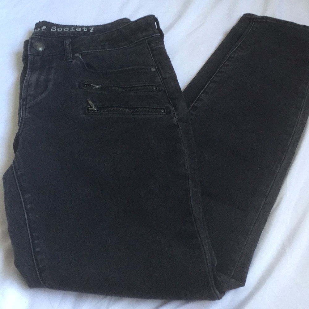 Articles of Society Mya 4 Zips Moto Ebony Jeans 28